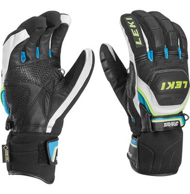  Lyžařské rukavice Leki Worldcup Race Coach Flex S GTX black/white/cyan/yellow